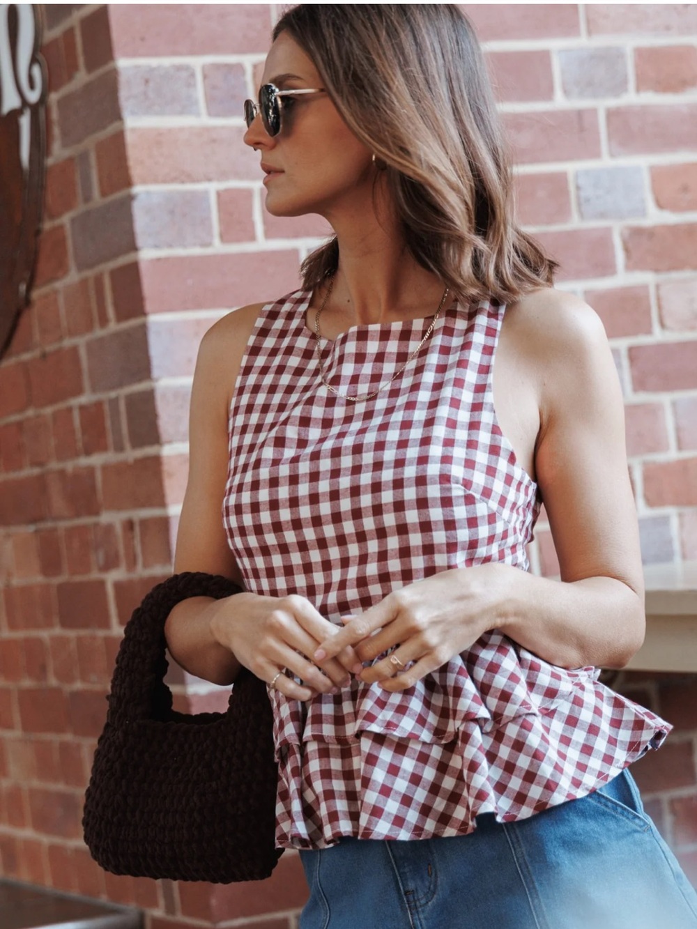 Petal & Pup Red Gingham Peplum Camisole